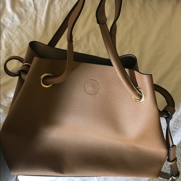 H&M Faux Leather Handbag Brown - Picture 1 of 5